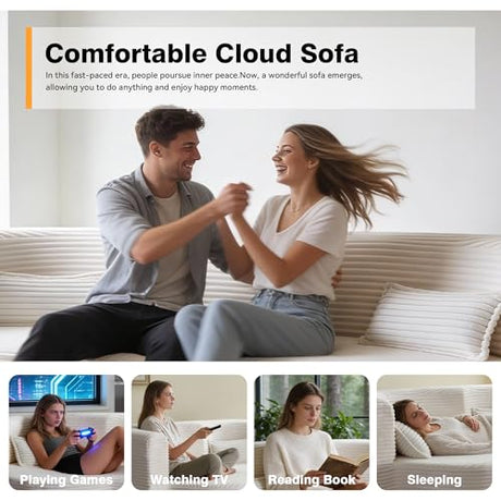 78" Twin Size Convertible Folding Sleeper Sofa Bed, Modern Corduroy Futon Sofa Bed with Pillow, Foam Mattress Loveseat Cloud Couch, No Assembly Floor Couches for Living Room, Playroom, Apartment Beige extrasleep
