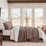 EVERGRACEHOME Cotton Coverlet Set Full Queen Size 3 Pieces, Lightweight Soft Ribbed Matelassé Bedspread Quilt Set, Cozy Oversized Quilted Bedding Set with 2 Pillow Shams for All Seasons, Mocha Brown EVERGRACEHOME