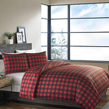 Eddie Bauer - Twin Duvet Cover Set, Cotton Reversible Bedding, Buffalo Plaid Bedding Set (Red/Black, Twin) Eddie Bauer