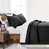 Love's cabin King Size Quilt Set Black Bedspreads - Soft Bed Fall Lightweight Bedspread Comforter - Modern Style Coin Pattern Coverlet for All Season - 3 Pieces (1 Quilt, 2 Pillow Shams) Love's cabin