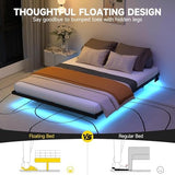Aelawe Floating Bed Frame Queen Size with LED Lights and Charging Station, Metal Platform Bed, Easy Assembly No Box Spring Needed Aelawe