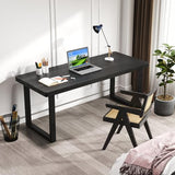 wangbochuan 47 Inch Black Solid Wood Computer Desk | Sturdy Metal Base | Modern Home Office Desk | Durable Study Writing Table for Workspace, Multiple wangbochuan