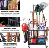 Mythinglogic Garden Tool Organizer for Garage, Yard Tool Rack with Wheels, Garage Organizers and Storage Holder for Yard Tools (Deluxe Tower) Mythinglogic