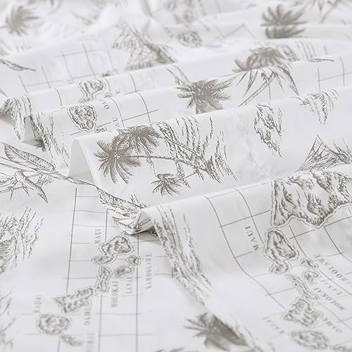 Tommy Bahama - Queen Sheets, Cotton Percale Bedding Set, Crisp & Cool, Stylish Bedding Set (Vintage Map Brown, Queen) Tommy Bahama