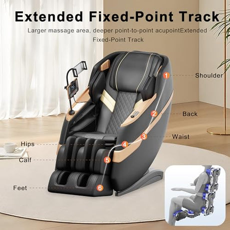 LIYIH Massage Chair Full Body, Zero Gravity Massage Recliner with 12 Fixed Casters, Full Body Airbag Massage, Waist and Leg Heating, Automatic Retractable Footrest, AI Voice Control LIYIH
