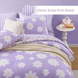 AMBERSPACE Twin XL Comforter Set for Girls, Purple Daisy Kids Bedding Set Reversible with Cute Floral, All Season Bed in a Bag Dorm 5 Pieces with Sheets, Pillowcase & Sham AMBERSPACE