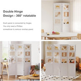 4 Panel Photo Room Divider Freestanding Folding Privacy Screen and Decorative with 16 Frames for Home Office (White) Svimi