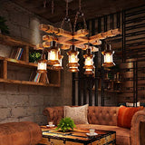 Farmhouse Chandelier Wood Hanging Pendant Lighting Vintage Ceiling Light Fixture 8 Heads for Bar Coffee Dining Table Kitchen Island Bar Easy to Install iMeshbean