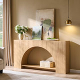 IFGET 63" Arched Console Table, 2-Tier Modern Entryway Table with Arched Base, Narrow Long Wood Sofa Table Behind Couch Table for Living Room, Hallway, Foyer, Natural IFGET