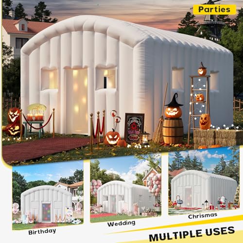 EROMMY 20x16x12 FT Large White Inflatable Nightclub, Blow Up Party Tent Portable with 950W Blower, Disco Night Club Tent for Adult Birthday Party Business Rental EROMMY