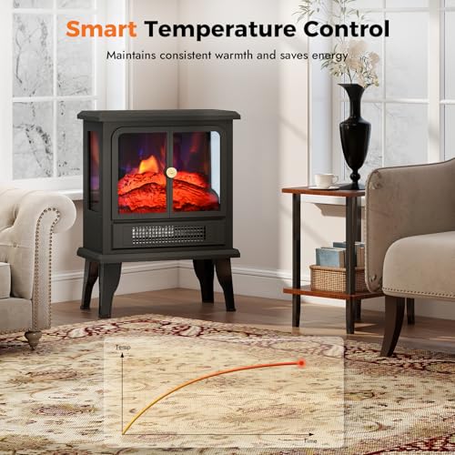 Oylus Electric Fireplace Stove Heater - Fireplace Heaters for Indoor Use with Realistic Flame Effect, Freestanding Electric Stove Heater with Overheating Protection, 1500W, Adjustable Heating OYLUS