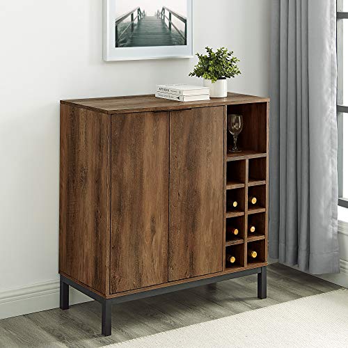 Walker Edison Industrial Modern Farmhouse Wood Buffet Sideboard-Living Room Entryway Serving Storage Cabinet Doors-Dining Room Console, 34 Inch, Rustic Oak - WoodArtSupply