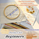 FONNUY White Kitten Embroidery Kit, Sunflowers Cat Lace Hat Cross Stitch Kits for Beginners, Handmade Crafts with Printed Patterns for Adults, Color Thread Needlework, 8'' Hoop (Cat 01)