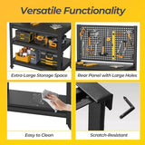 Work Bench with Pegboard,Heavy Duty Workbench with Wheels Adjustable Shelves,Tool Cart,Work Table for Garage Warehouse47.2 H*33.46" W*18" D PLMFJQK