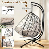 ZOMEYLPO Double Hanging Egg Chair, Hammock Chair with Stand, Swing Chairs with Cushion 700 LBS Capacity for Indoor, Bedroom, Outdoor, Porch, Patio, Beige ZOMEYLPO