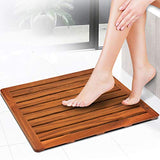 Utoplike (24"x18") Teak Wood Bath Mat, Shower Mat for Bathroom, Wooden Floor Mat Square Large for Spa Home or Outdoor Utoplike