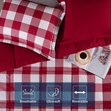 downluxe Lightweight Plaid Comforter Set (Twin) with 1 Pillow Sham - 2-Piece Set - Red/White Plaid - Down Alternative Reversible Comforter downluxe