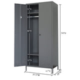 BESFUR Bedroom Armoires, Metal Wardrobe Armoire Closet with Hanging Rod, Adjustable Shelves, 20" D x 31.5" W x 74" H - Charcoal Grey BESFUR