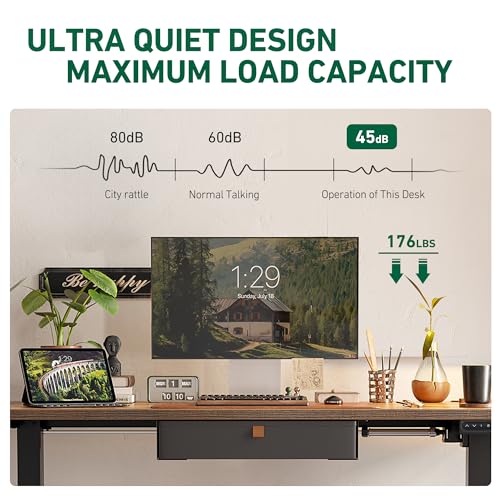 FEZIBO 40 x 24 Inches Standing Desk with Drawer, Adjustable Height Electric Stand up Desk with Storage, Sit Stand Home Office Desk, Ergonomic Computer Desk, Rustic Brown FEZIBO