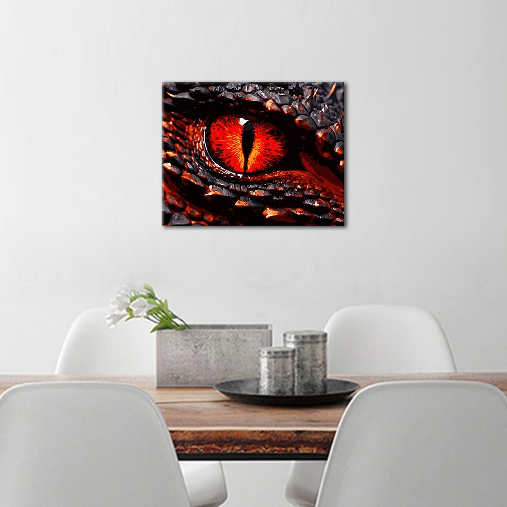 Dragon Eye Paint by Numbers Kits for Adults Beginners Paint by Number Wall Art Red Dragon Eye Paint by Number Kits DIY Red Magma Eyes Paint by Number Crafts Wall Art Deco 16x20 in (Frameless) Rebotipy