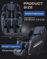HealthRelife Massage Chair Full Body Recliner, with Heat Zero Gravity Air Pressure SL Track Intelligent Voice Control Airbags, Foot Roller Bluetooth Speaker Space-Saving Gift Mother's Day, Black HealthRelife