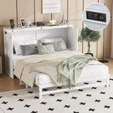 DNChuan Queen Size Murphy Cabinet Bed with 2 Storage Drawers and USB-Port,Foldable Murphy Horizontal Platform Bed,Dresser Bed,Space Saving,No Box Spring Needed,White DNChuan
