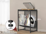 FANSXIVITA Record Player Table with Vinyl Storage,Black Small End Table Turntable Stand with Record Storage,Vinyl Record Player Stand,2 Tier Bed Side Table Modern Nightstand for Living Room Bedroom FANSXIVITA