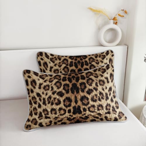 HOSIMA Leopard King Size Quilt,Brown Lightweight Animal Themed Cheetah Bedding Set,Leopard Print Soft Summer Quilts King for Adults Bedroom Decor with 2 Pillowcases. HOSIMA