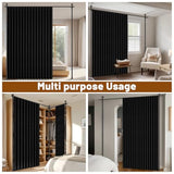 AJAZZ Room Divider Curtain (Black, W100 x L84 in, 1 Panel)+ Tension Curtain Rod No Drilling (H) 43-120×(W) 35-100 in, for Privacy/Soundproof Curtains, Heavy Duty Wall Separator AJAZZ