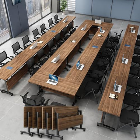 6FT Conference Table Mobile Conference Room Table,Modern Folding Office Conference Table for 8-10,Rectangle Meeting Seminar Tables with Wheels,Modular Training Seminar Tables for Office(6) Molpeiy