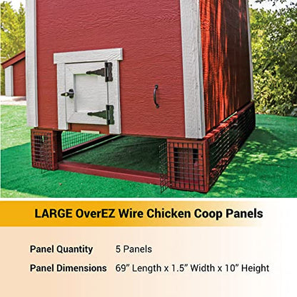 OverEZ Chicken Coop Wire Panels (Large), 5 Panels, 69” Length x 1.5” Width x 10” Height, Chicken Coop Supplies, Natural Wood & Solid Metal-Wire Fence - WoodArtSupply