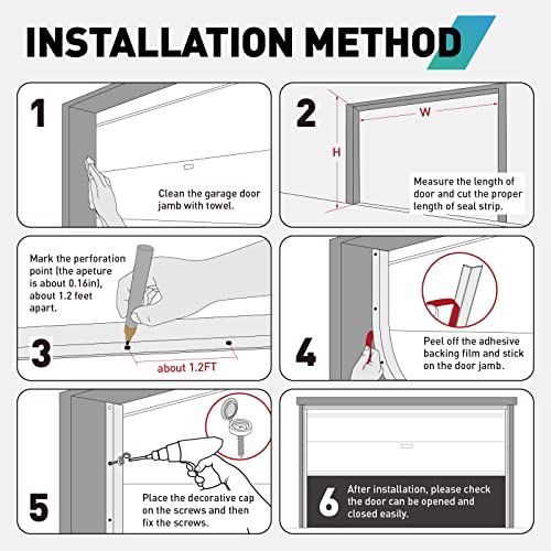 FCSOTSPS Garage Door Seal Top and Sides, 36Feet Universal White Garage Door Weather Stripping Replacement, Adhesive Backed Rubber Garage Door Trim Seal Strip FCSOTSPS