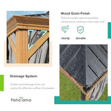 Patiorama 12’ x 16’ Hardtop Gazebo, Outdoor Wood Grain Frame Aluminum Gazebo with Galvanized Steel Double Vented Roof Canopy, W/Shaded Curtains and Netting, Pergola for Patio, Yard, Garden (Grey) Patiorama