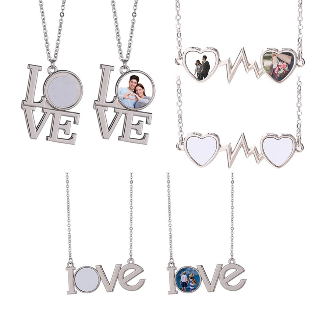 Stebcece Love Heart Pendant Necklace Sublimation Blanks Photo Necklace Hot Transfer Printing Couple Jewelry Party Favor Crafts