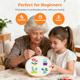 HTVRONT Sparkling Bead Embroidery Kit for Beginners- 3 Sets Complete Embroidery Kits with Step by Step Stitch Video & Instruction, Starter Embroidery Kit with 11 Stitches for Gifts for Woman