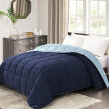 Homelike Moment Twin Comforter Duvet Insert- Blue Down Alternative Bed Comforter Twin Size, Lightweight Bedding Comforters Quilted Soft All Season Reversible Navy/Light Blue Homelike Moment