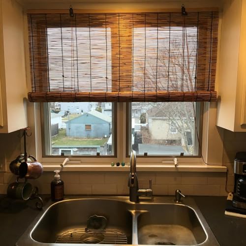 Bamboo Roll-Up Shades for Outdoor Privacy – Cordless Blackout Blinds 24" to 77" Wide WoodArtSupply