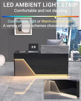 STLWR Reception Desk with Storage & RGB Seven-Color Light Strip,Modern Front Desk Reception Counter for Checkout, Lobby, Beauty Salon (70.8" - L) STLWR
