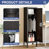 Anxxsu Metal Storage Locker, Lockable Employees Metal Locker with Door, 55" Height Steel Locker for Home, School, Office, Gym (Retro Black) Anxxsu