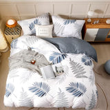OAITE Duvet Cover Set,100% Cotton Comforter Cover with Leaf Pattern Duvet Cover Set,Soft Bedding Set Includes with 3 Piece (2 Pillow Shams,1 Duvet Cover) OAITE