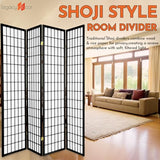 Legacy Decor 4-Panel Shoji Room Divider, Black, Real Wood Grid, Translucent Privacy Panels, 70″ W × 71″ H, Folding Screen Legacy Decor