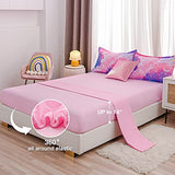 A Nice Night Galaxy Bedding Sets Outer Space Comforter 3D Printed Space Quilt Set Twin 6Pcs Glitter Pink,for Children Boy Girl Teen Kids A Nice Night