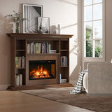HOMCOM 27" Electric Fireplace Insert, Retro Recessed Fireplace Heater with Realistic Log Flame, Remote Control, and Adjustable Brightness, 1400W, Black HOMCOM
