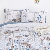 Dobuyly Blue Quilt California King Size Floral Botanical King Quilt Bedding Set 3 Pieces Soft Lightweight Microfiber Flower Bedspread Coverlet Set for All Season, 112"x96" Dobuyly