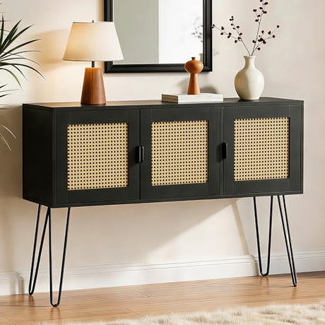 Netstar 47" Entryway Table, Console Sofa Table with Storage, Hallway Table for Foyer & Entry Decor, Boho Farmhouse Style, Anti-Tip, Black Netstar Furnish