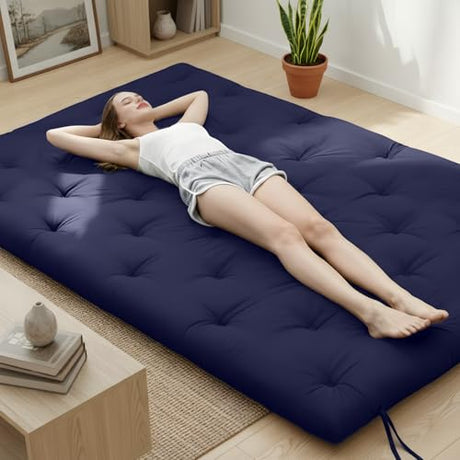 Syrinx Water Resistant Japanese Futon Mattress, Twin Size 75"x39", 2.5 Inch Thick Japanese Floor Mattress Tatami Mat, Foldable Floor Bed Sleeping Pad for Dormitory Guest Room Camping Syrinx
