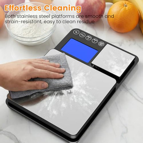 KKZ 0.001oz/33lb Kitchen Scale, Dual Platform Food Scale Grams and Ounces for Weight Loss Baking Cooking Meal Prep Sourdough Bread, Stainless Steel KKZ