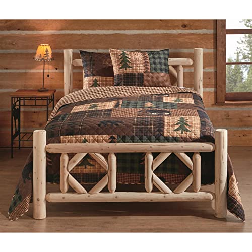 Rustic Diamond Cedar Log King Bed Frame by CASTLECREEK - WoodArtSupply