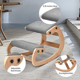 Easyego Kneeling Chair Ergonomic Posture Chair, Wood Adjustable Rocking Knee with Soft Padding, Natural Relief for Neck or Back Pain for Home Office, Max Load 300 lb - Gray Easyego
