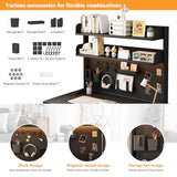 SimpArt Desk Organizer Shelf for Standing Desk – Metal Frame Desk Hutch with Pegboard, Storage Shelf, and Hooks, Space-Saving Desktop Organizer for Home Office & Workstation Black 39.4 * 9.3 * 15in SimpArt